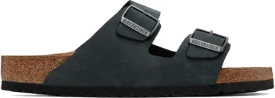 Birkenstock Black Regular Arizona Oiled Leather Sandals In Black Oiled Leather