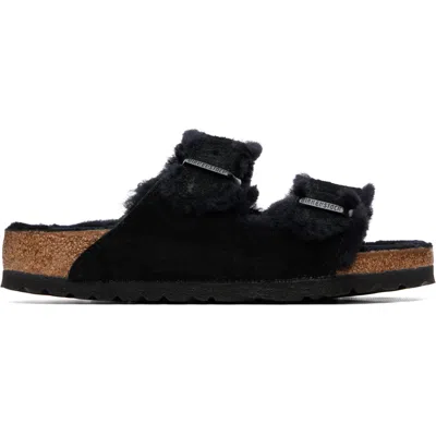 Birkenstock Black Regular Arizona Shearling Sandals In Multi