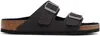 Birkenstock Black Regular Arizona Shearling Sandals In Desert Dust Black