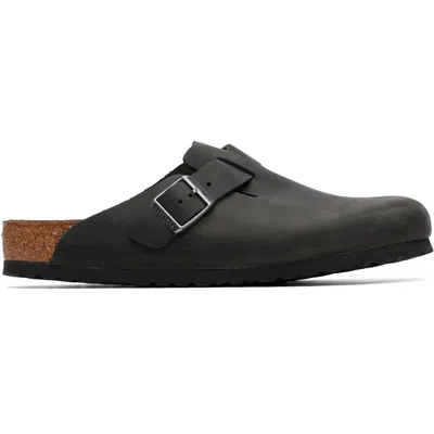Birkenstock Black Regular Boston Oiled Leather Slip-on Loafers