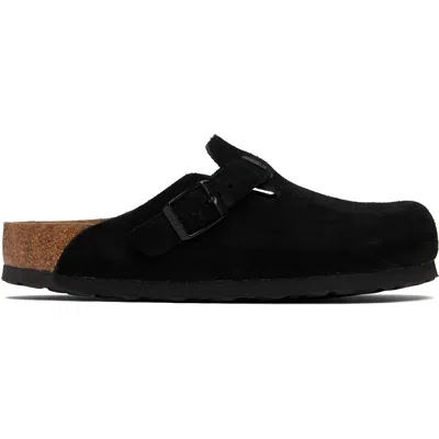 Birkenstock Black Regular Boston Soft Footbed Suede Leather Loafers