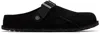 Birkenstock Black Regular Lutry Premium Suede Slip-on Loafers In Black Suede