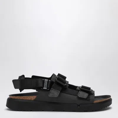 Birkenstock Black Shinjuku Sandal In Natural Leather And Tissue In Nero