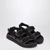 Birkenstock Black Shinjuku Sandal In Natural Leather And Tissue In Black