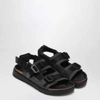 BIRKENSTOCK BLACK SHINJUKU SANDAL IN NATURAL LEATHER AND TISSUE
