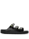 Birkenstock Black Slip-on Sandal With Adjustable Buckle Straps In Black