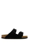 Birkenstock Arizona Double-strap Leather Slides In Black