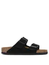 Birkenstock Arizona Suede Leather Slippers In Black