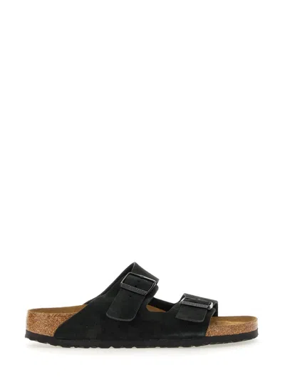 Birkenstock Black Suede Arizona Slippers In Multi
