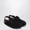 Birkenstock Tokio Shearling Buckled Suede Clogs In Black