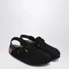 Birkenstock Tokio Shearling Buckled Suede Clogs In Black