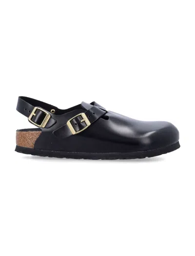 BIRKENSTOCK BIRKENSTOCK BLACK TOKIO II NATIRAL LEATHER CLOGS