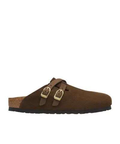 Birkenstock Blair Buckle-fastening Suede Mules In Brown