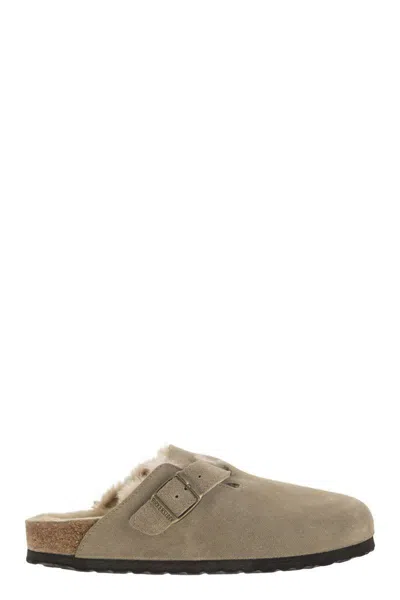 Birkenstock Boston - Sabot With Fur Lining In Gray