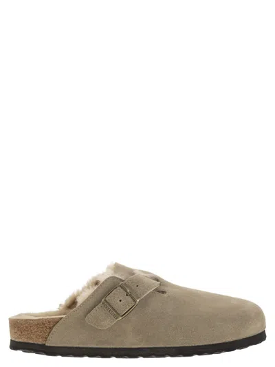Birkenstock Boston - Sabot With Fur Lining In Gray