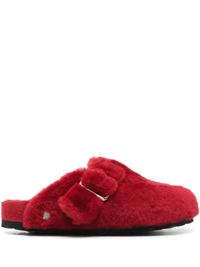 Birkenstock Boston 1774 Shearling Slippers In Rot