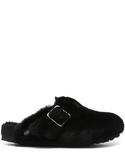 Birkenstock Boston 1774 Shearling Slippers In Black