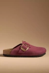 Birkenstock Boston Big Buckle Mules In Bordeaux