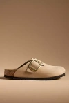 Birkenstock Boston Big Buckle Womens Nubuck Leather Clogs In Sandcastle