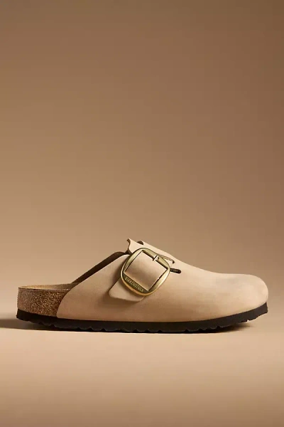 Birkenstock Boston Big Buckle Womens Nubuck Leather Clogs In Sandcastle