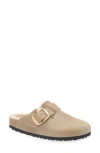Birkenstock Boston Big Buckle Genuine Shearling Lined Clog In Brown