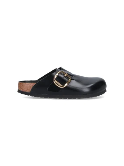 BIRKENSTOCK BOSTON BIG BUCKLE MULES - BLACK