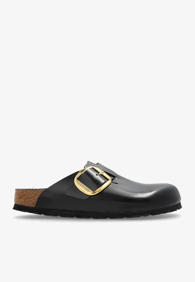Birkenstock Boston Big Buckle Mules In Black