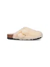 Birkenstock Boston Buckled Platform Slides In Cream