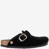 Birkenstock Boston Big Buckle Rivet In Velvet In Black