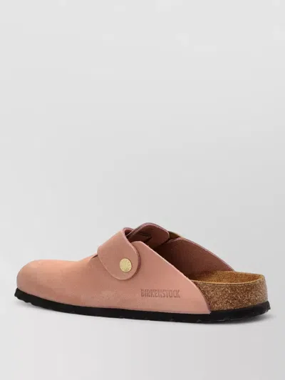 Birkenstock Boston Big Buckle Rubber Sole Slippers In Pink