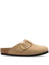 Birkenstock Boston Big Buckle Womens Nubuck Leather Clogs In Neutrals