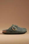 Birkenstock Boston Big Buckle Shearling Clogs In Green