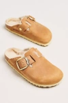 Birkenstock Boston Big Buckle Shearling Clogs In Orange