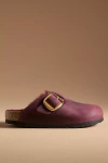 Birkenstock Boston Big Buckle Shearling Clogs In Red