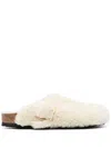 Birkenstock Boston Buckled Platform Slides In White