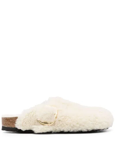 BIRKENSTOCK BIRKENSTOCK BOSTON BIG BUCKLE SHEARLING TEDDY EGGSHELL, FUR SHOES