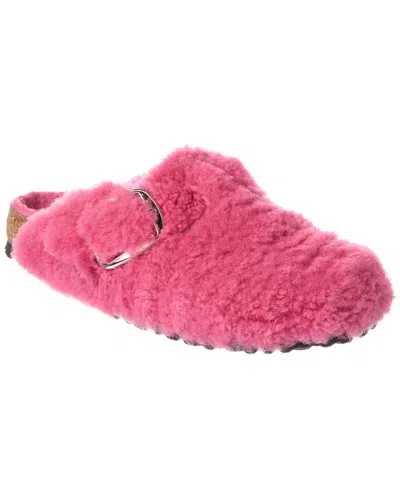 Birkenstock Boston Big Buckle Teddy Narrow Shearling Clog In Pink