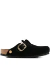 Birkenstock Boston Big Buckle Piping Rivet Logo In Black
