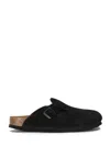 Birkenstock Boston Sfb Suede Mules In Black