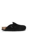 Birkenstock Boston Sfb Suede Mules In Black
