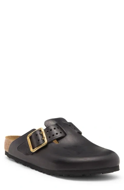 Birkenstock 'boston Bold' Black Mules With Maxi Buckle In Black