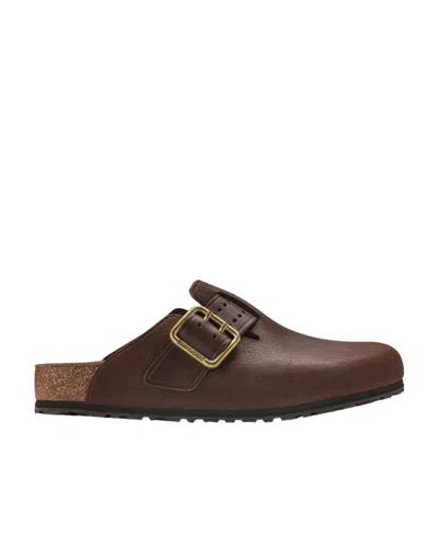 Birkenstock Boston Bold Leather Slides In Red