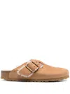 Birkenstock Boston Bold Shearling Natural Clogs Tan In 褐色