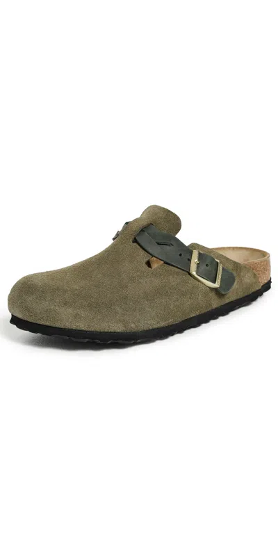Birkenstock Boston Braid Clogs Thyme In Gray