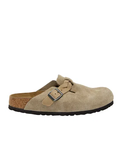 Birkenstock Boston Braided Brushed Suede Clogs In Neutral