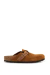 Birkenstock Round Toe Buckle-detailing Suede Mules