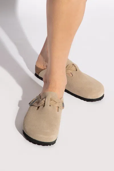 Birkenstock ‘boston Braided' Slides In Beige