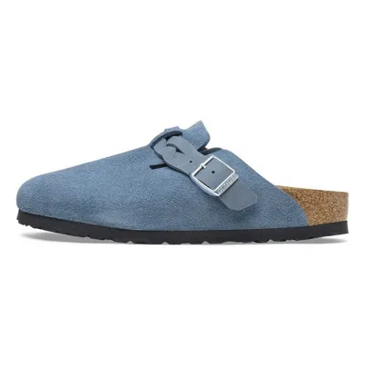 Birkenstock Boston Braided Suede Leather Narrow Fit Sandals 'elemental Blue'
