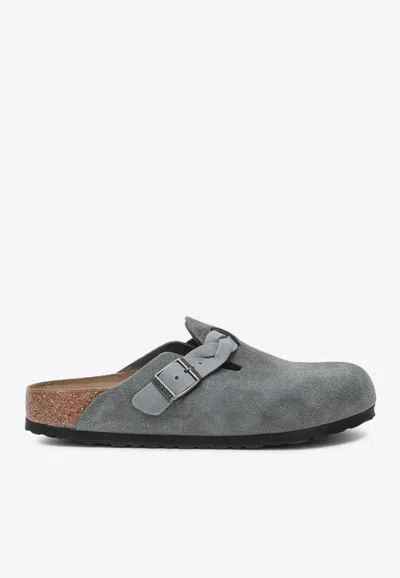 BIRKENSTOCK BOSTON BRAIDED SUEDE MULES
