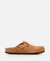 Birkenstock Buckle Detail Flat Sole Round Toe Slipper In Brown